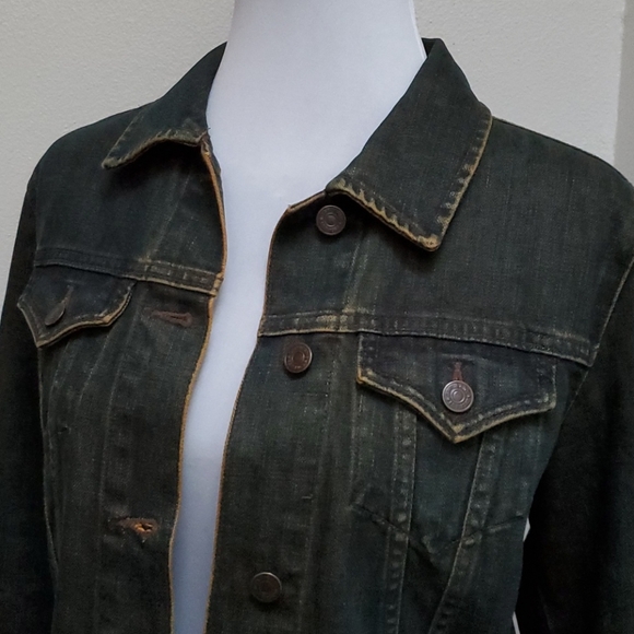 Gap Demin Jacket Blue Black w/ Orange Highl Size M - Picture 9 of 17